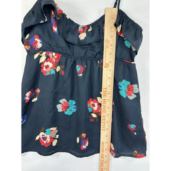 American Eagle Babydoll Tank Top Women's S Floral Cami Smocked Ruffle Y2K Satin - Picture 5 of 8